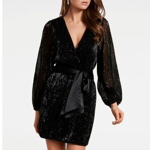 Forever New Black Di Sequin Mini Dress